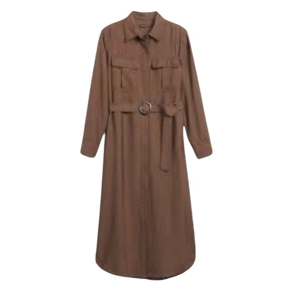 Banana Republic Factory Chocolate Brown Utility  ShirtDress Pockets Peti… - Picture 1 of 9